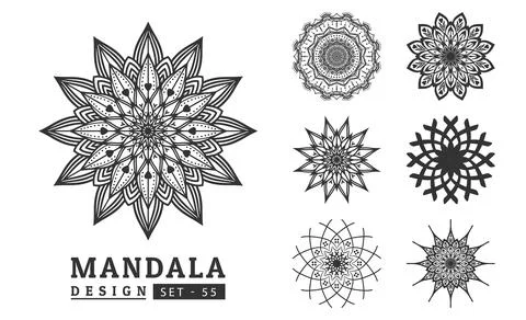 Flower Mandala background design set vector illustration Stock Illustration