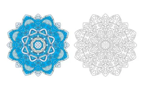 Flower mandala coloring page vector Stock Illustration