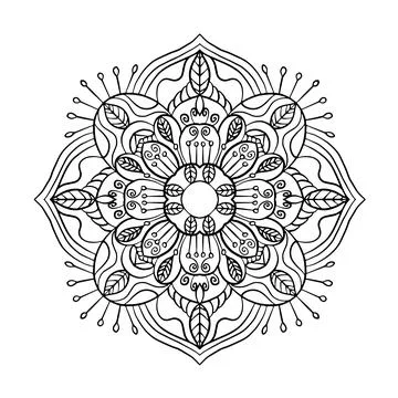 Flower mandala decoration design vector coloring page for adults Stock Illustration