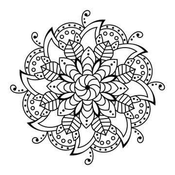 Flower Mandala. decorative elements. Coloring book page Illustrazione stock
