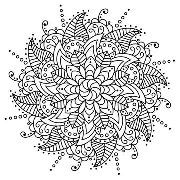 Flower Mandala. decorative elements. Coloring book page Stock Illustration