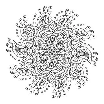 Flower Mandala. decorative elements. Coloring book page Stock Illustration