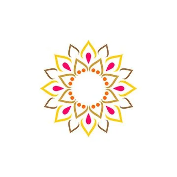 Flower Mandala Icon Vector Logo Template Illustrazione stock