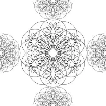 Flower mandala. Linear Graphics. Seamless pattern. White background. Large It Stock Illustration