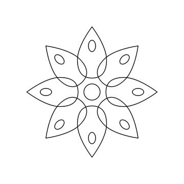 Flower Mandala Outline Vector Design for Coloring and Decoration Stock Illustration