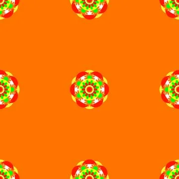 Flower mandala. Seamless pattern. Orange background Stock Illustration