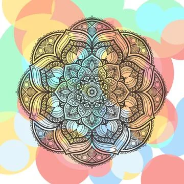 Flower Mandala. Vintage round pattern. Oriental image, vector illustration 스톡 일러스트