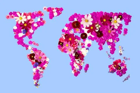 Flower map of the world Stock Photos