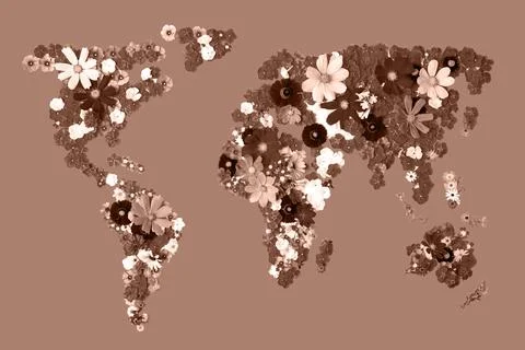 Flower map of the world Stock Photos