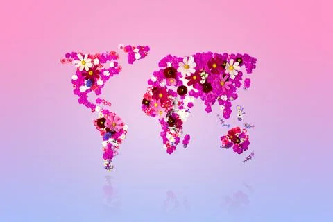 Flower map of the world Stock Photos