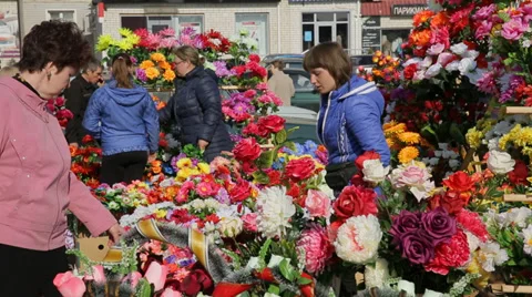 Flower Market Stock Footage 37264653
