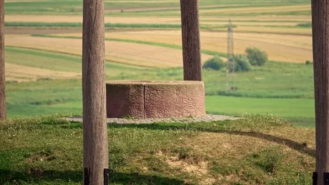 Flower monument on blue sky Видео 113568735