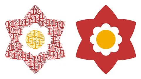 Flower Mosaic of Binary Digits 스톡 일러스트