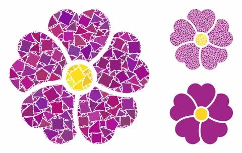 Flower Mosaic Icon of Trembly Elements 스톡 일러스트