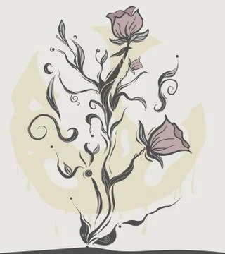 Flower motif vector.flat vector flower design.,flower for tattoo Stock Illustration