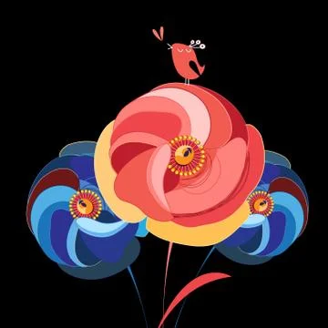 Flower with multicolored petals Stock Illustration