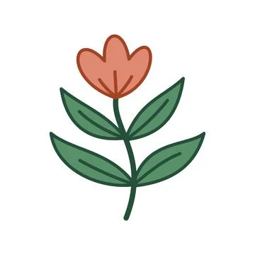Flower Nature Leaf Hand-Drawn Organic Doodles Vector Stock Illustration