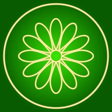 A flower in a neon circle. Easter. Stock Illustration