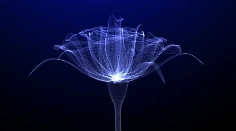 Flower with nice glowing effect, Closeup view, 3D render Stock Illustration