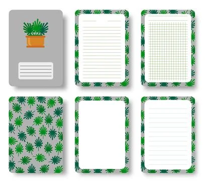 Flower notebook cover leaf line grid page sheet Illustrazione stock