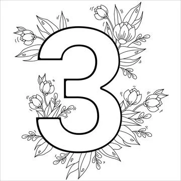 Flower number three. Decorative pattern 3 with flowers, tulips, buds and leaves Stock Illustration