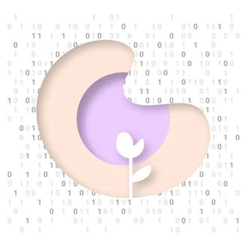 Flower with numbers. Vector composition in paper art style Stock Illustration