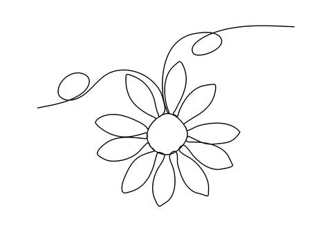 Flower one line drawing. Vector illustration. Stock Illustration