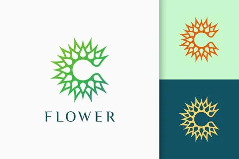Flower or nature logo in initials or letter c shape for spa and yoga Stock Illustration