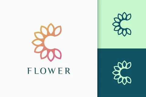 Flower or nature logo in initials or letter c shape for spa and beauty Stock Illustration