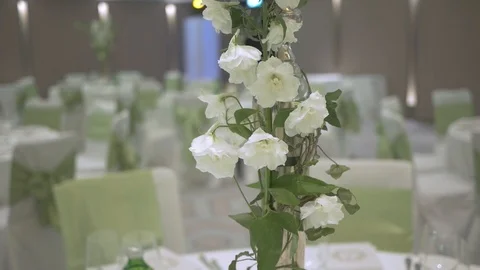 Flower ornament wedding table Stock Footage 89590439