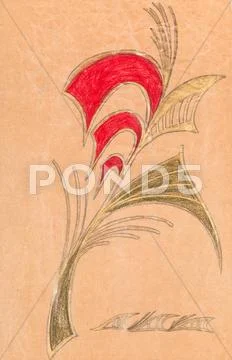 Flower ornament on wrapping paper Stock Illustration