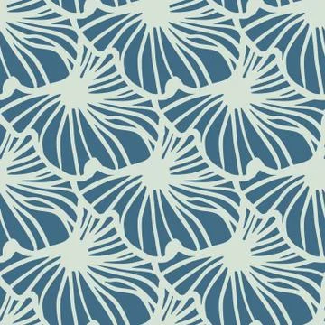 Flower outline silhouettes seamless pattern. Simple grey contoured ornament o Stock Illustration