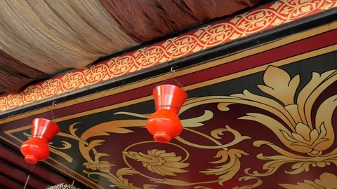 The Flower Painting on the Ceiling Stock Footage 88366148