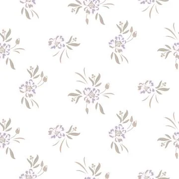 Flower pattern airy beige on white background with garden flowers Stock Illustration