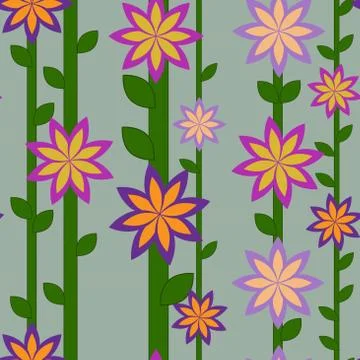 Flower pattern and vertical  lines Stock Illustration