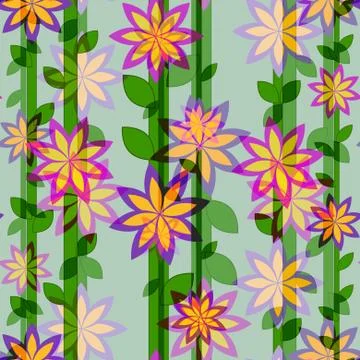 Flower pattern and vertical  lines Stock Illustration