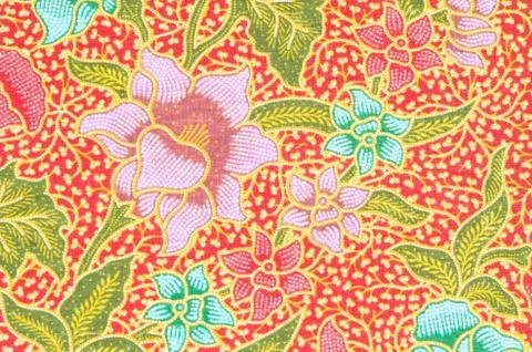 Flower pattern background on batik fabric. Foto stock