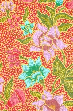 Flower pattern background on batik fabric. Foto stock