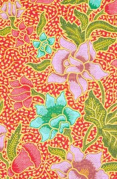 Flower pattern background on batik fabric. flower pattern background on ba... Foto stock