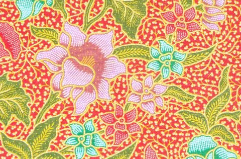 Flower pattern background on batik fabric. flower pattern background on ba... Foto stock