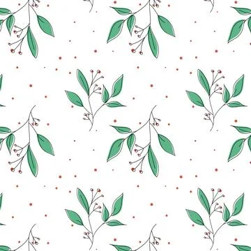 Flower pattern with berries, botanical background. Stock Illustration