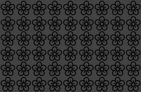 Flower Pattern with Black Background. Petals Design spread over clear backgro Ilustração Stock