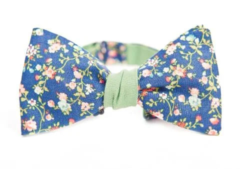 Flower pattern on blue background bow tie, for male or female Stockfoto's