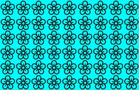 Flower Pattern with Blue Background. Petals Design spread over clear backgrou Ilustração Stock