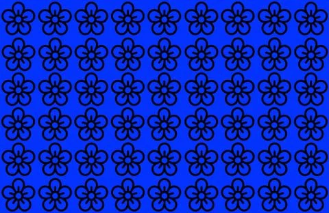 Flower Pattern with Blue Background. Petals Design spread over clear backgrou Ilustração Stock