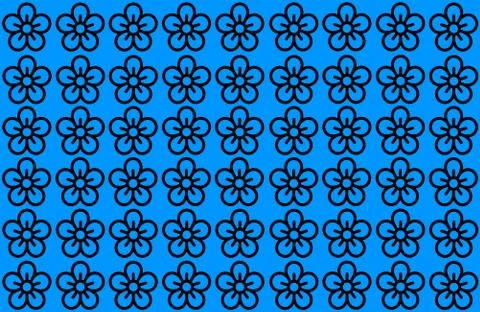 Flower Pattern with Blue Background. Petals Design spread over clear backgrou Ilustração Stock