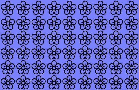Flower Pattern with Blue Background. Petals Design spread over clear backgrou Ilustração Stock
