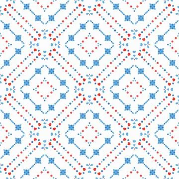 Flower Pattern Blue Boho Ethnic Stock Illustration