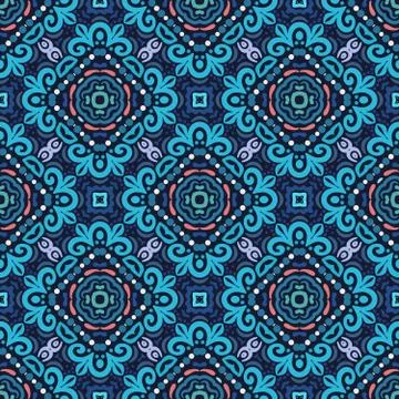 Flower Pattern Blue Curves Stock Illustration