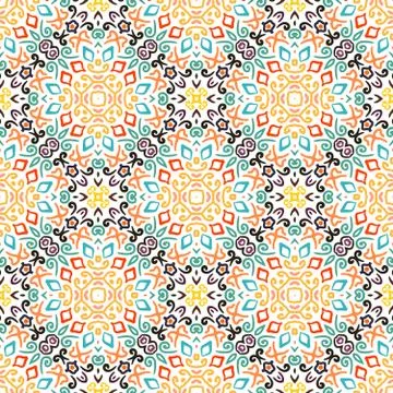 Flower Pattern Blue Orange Weave Elements Stock Illustration